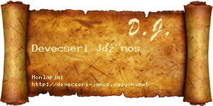 Devecseri János névjegykártya